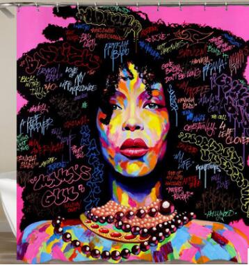 African American 3D Retro Style Print Waterproof Polyester Shower Curtain