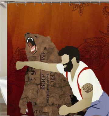 African American 3D Retro Style Print Waterproof Polyester Shower Curtain