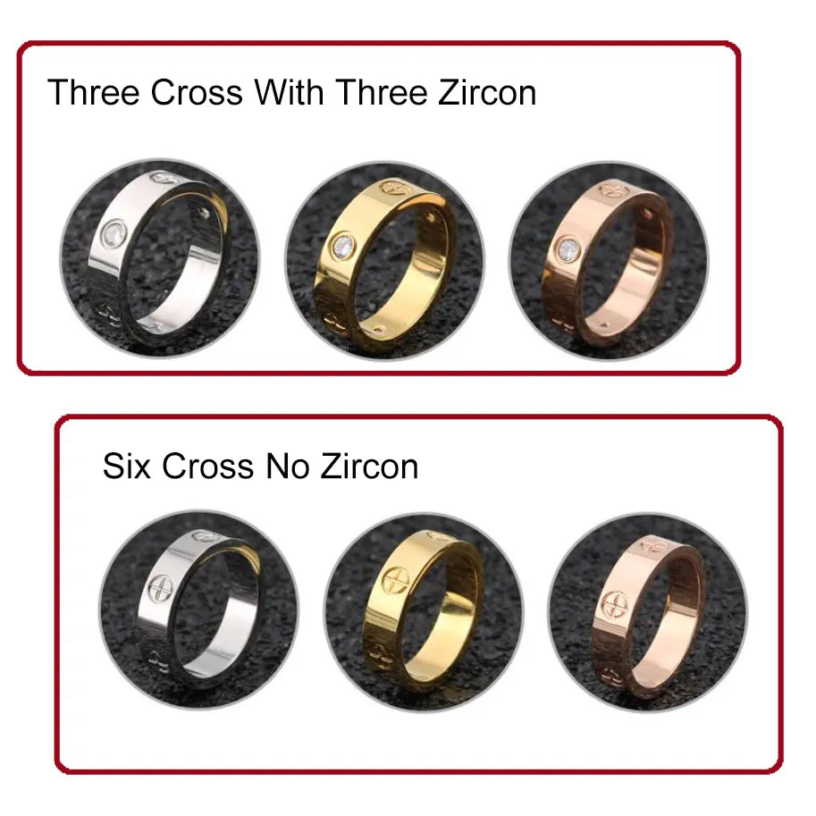 Trendy Stainless Steel Rose Gold Color Love Ring