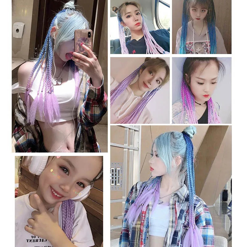 Hair Color Gradient Dirty Braided Ponytail Women
