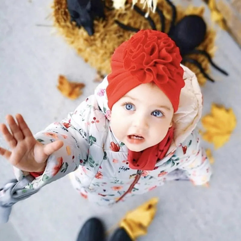 Cute Flower Baby Girl Indian Hat Solid Color