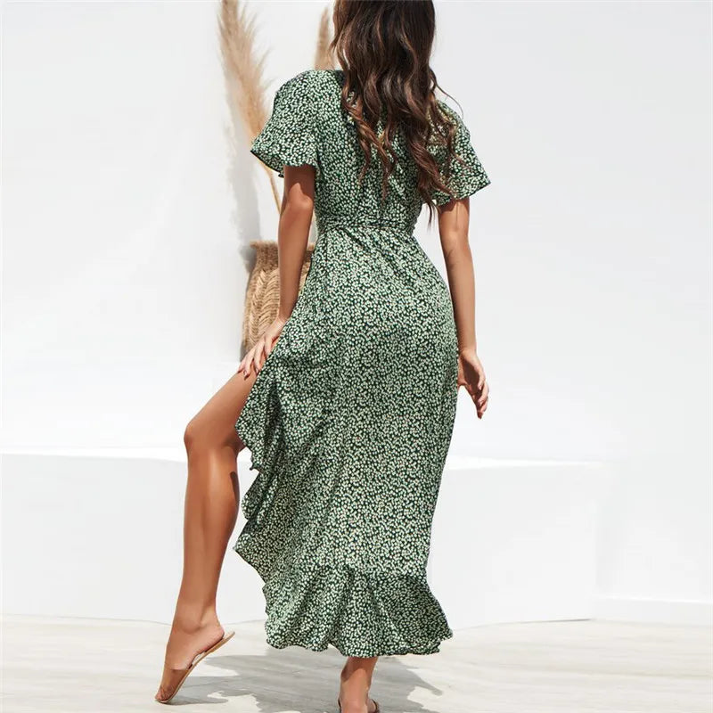 Dress Women Floral Print Boho Long
