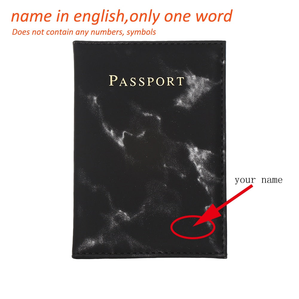 Customize Name Passport Cover Travel Wallet Covers for Passports Gold Letters