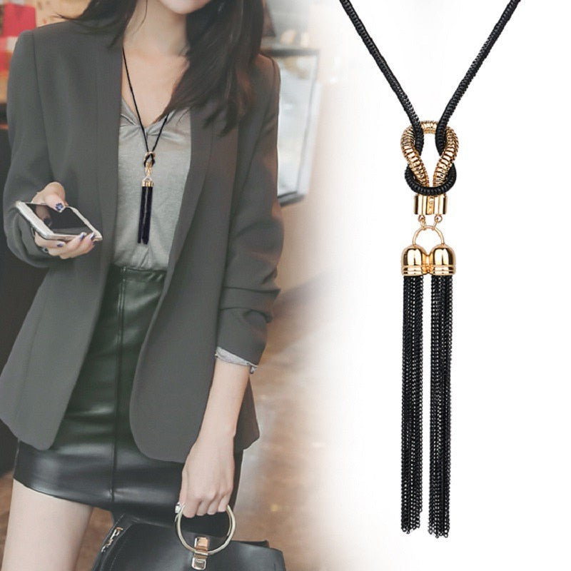 2023 New Arrival Female  Necklace Tassel Long Winter Sweater Chain