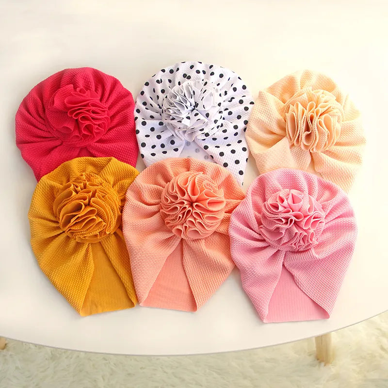 Cute Flower Baby Girl Indian Hat Solid Color