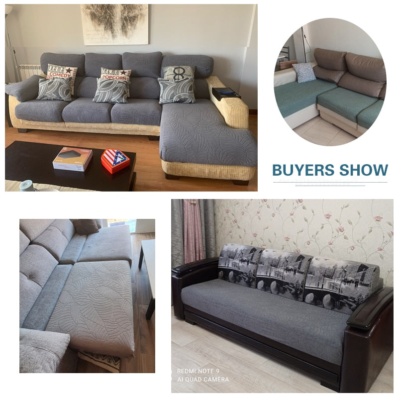 Jacquard Water Resistant Seat Cushion Cover Elastic Grey