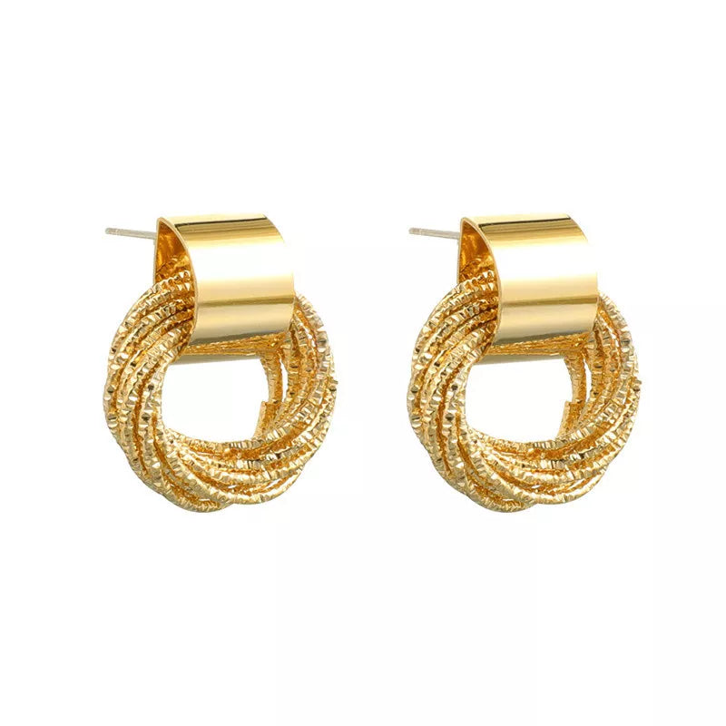 Gold Color Multiple Small Circle Pendant Earrings