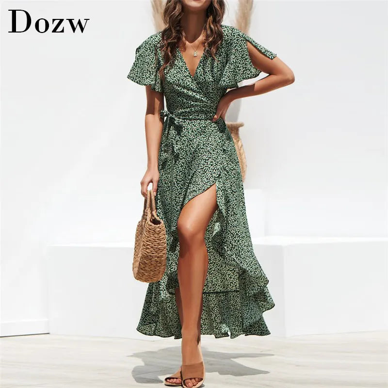 Dress Women Floral Print Boho Long