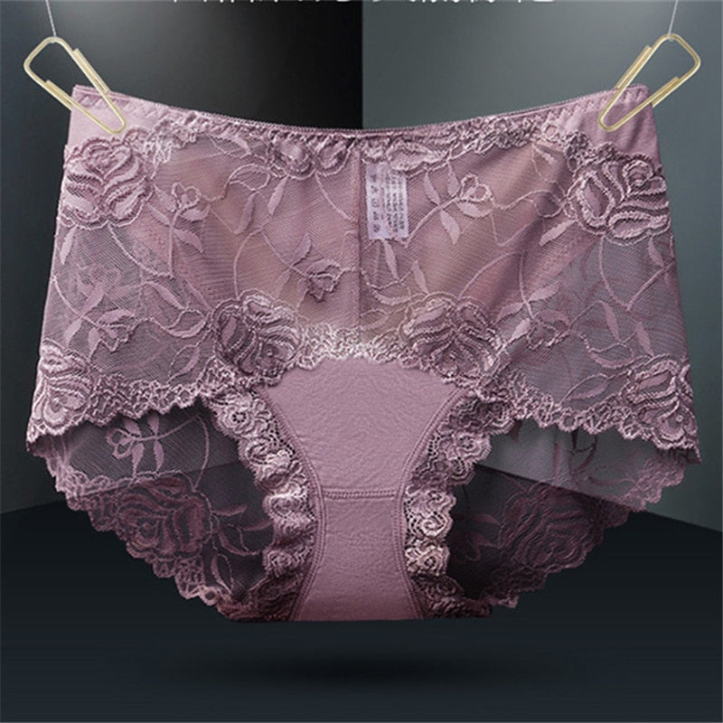 Panties high waist lace cotton