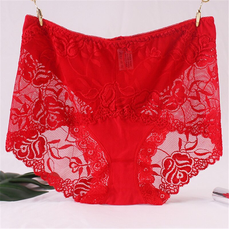 Panties high waist lace cotton