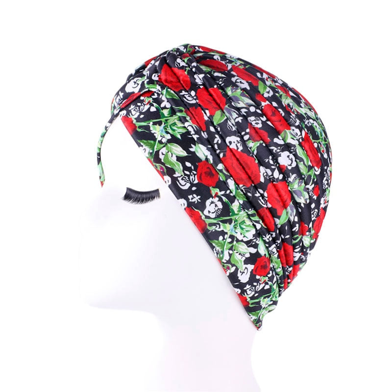 Women Print Flower Hat Beanie