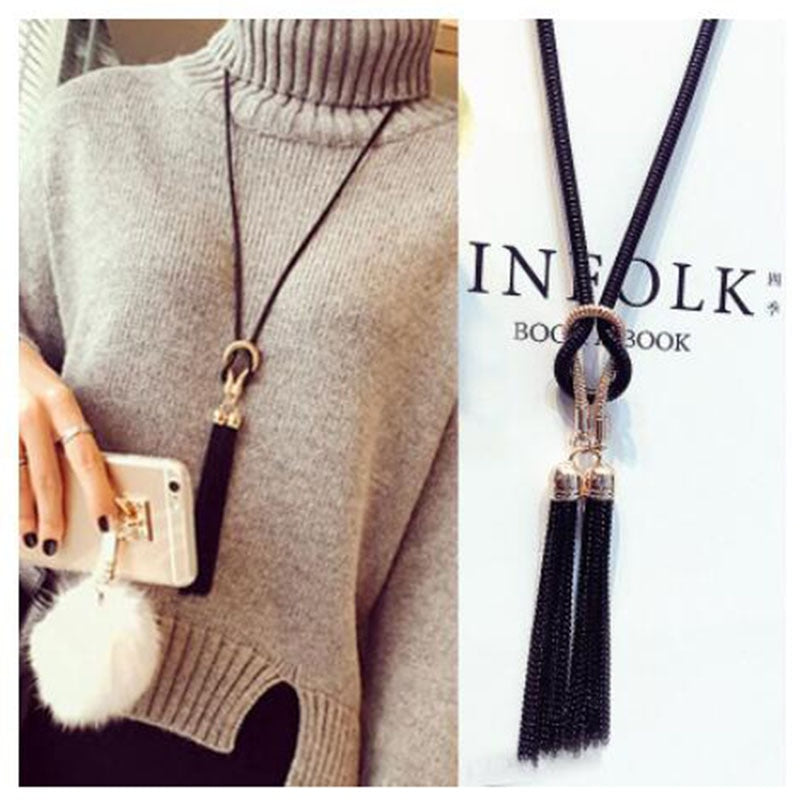 2023 New Arrival Female  Necklace Tassel Long Winter Sweater Chain