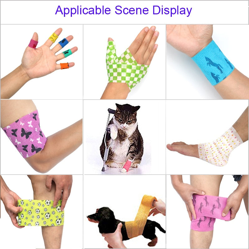 1 Pcs Printed Self Adhesive Elastic Bandage 4.8m Colorful Sports Wrap