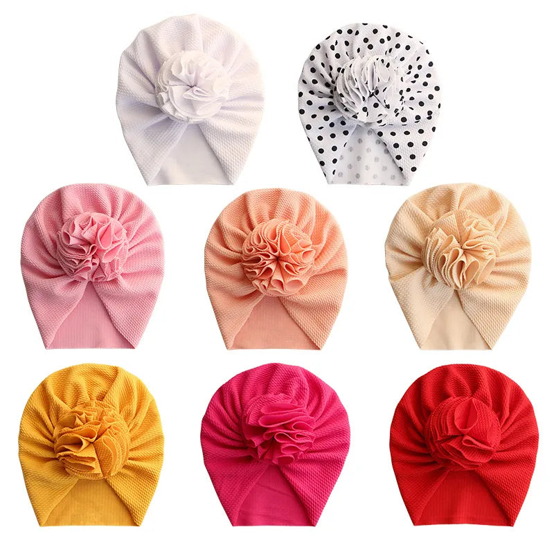 Cute Flower Baby Girl Indian Hat Solid Color
