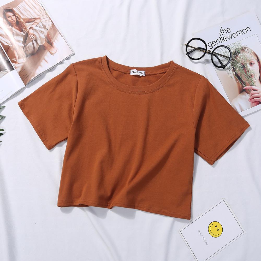 Summer Short Sleeve T Shirts Women Cotton Solid T-shirt