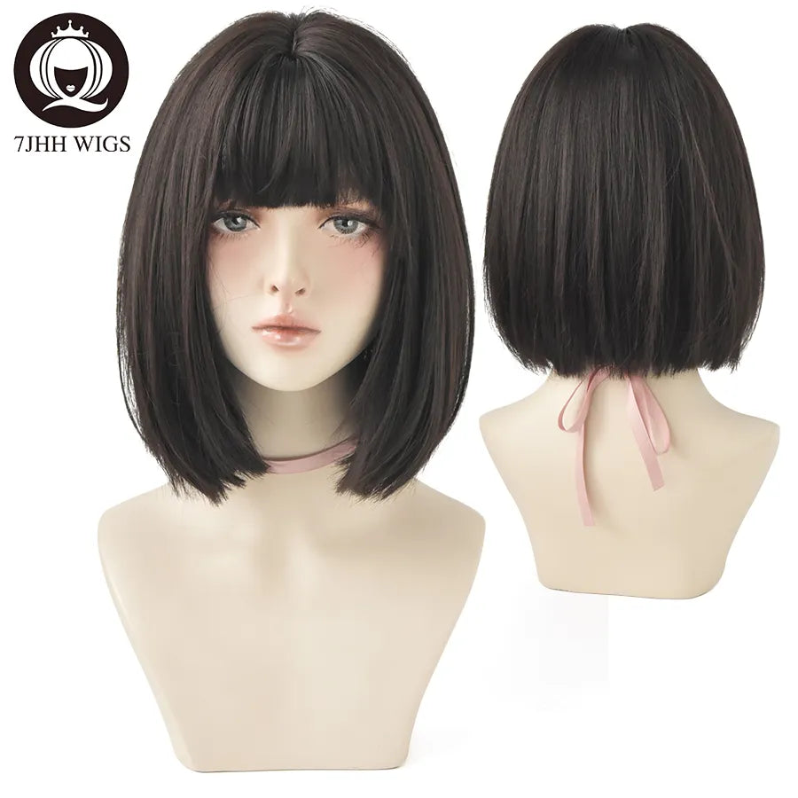 WIGS Black Short Bob Wig for Girl