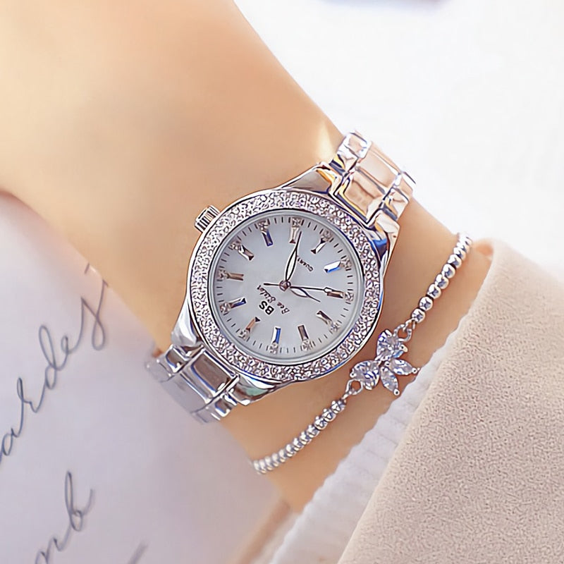 2023 Ladies Wrist Watches Dress Gold Watch Women Crystal Diamond Watches Stainless