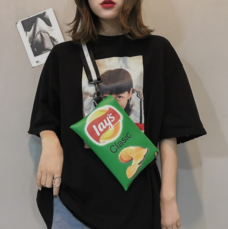 Funny Potato Chips Crossbody Handbag Women