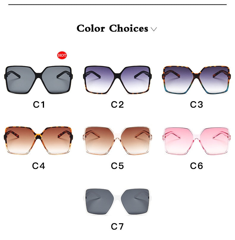 Fashion Women Oversize Sunglasses Gradient Plastic Brand Designer Female