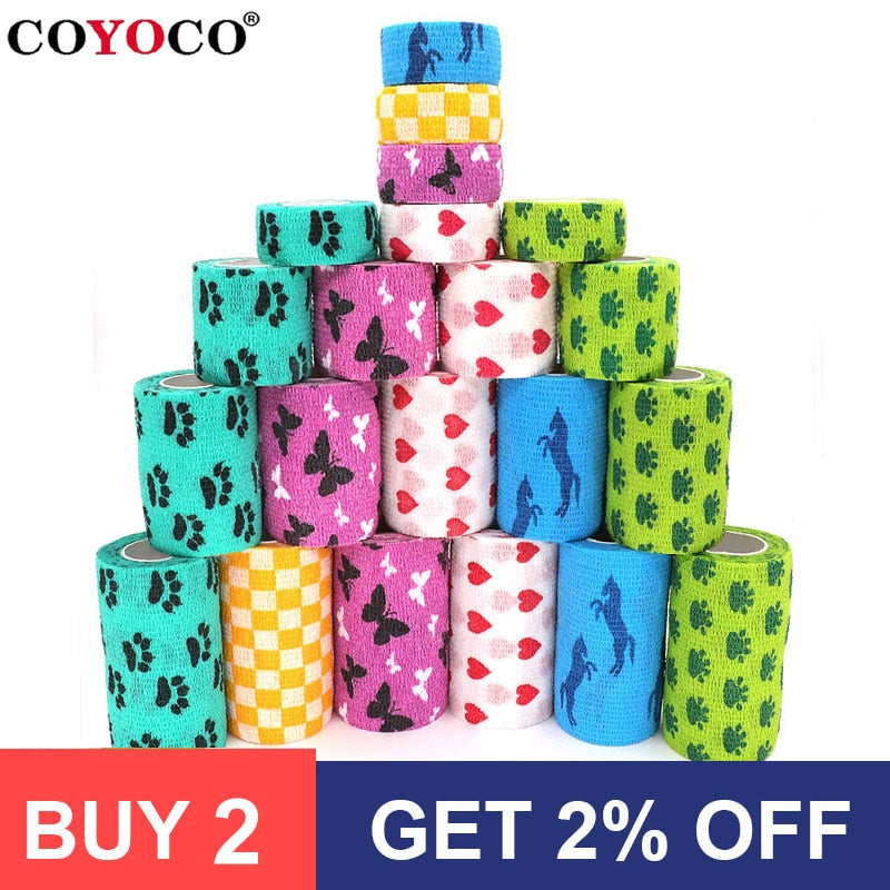 1 Pcs Printed Self Adhesive Elastic Bandage 4.8m Colorful Sports Wrap