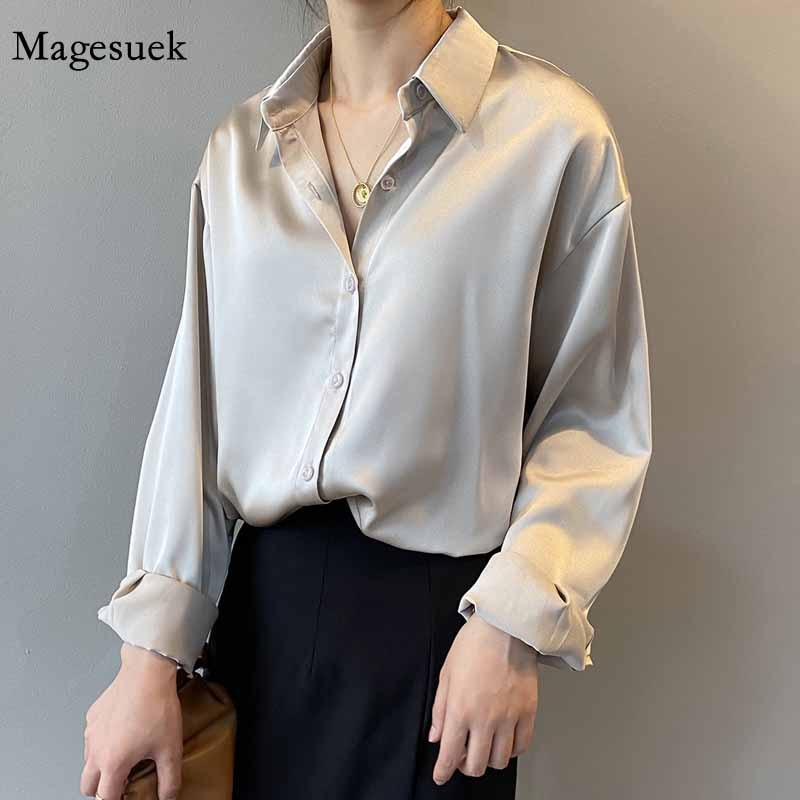 Silk Korean Office Ladies Elegant Shirt