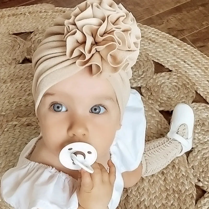 Cute Flower Baby Girl Indian Hat Solid Color