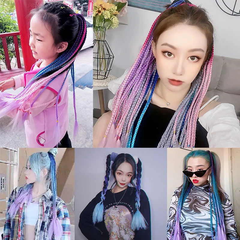 Hair Color Gradient Dirty Braided Ponytail Women