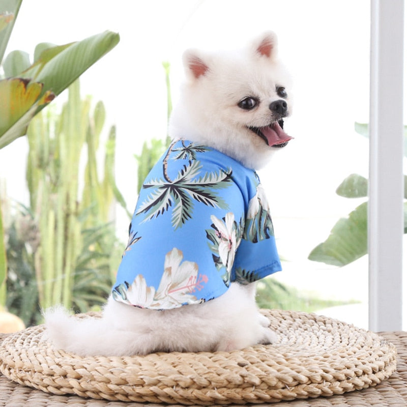 Hawaiian Beach Style Dog T-Shirts Thin Breathable