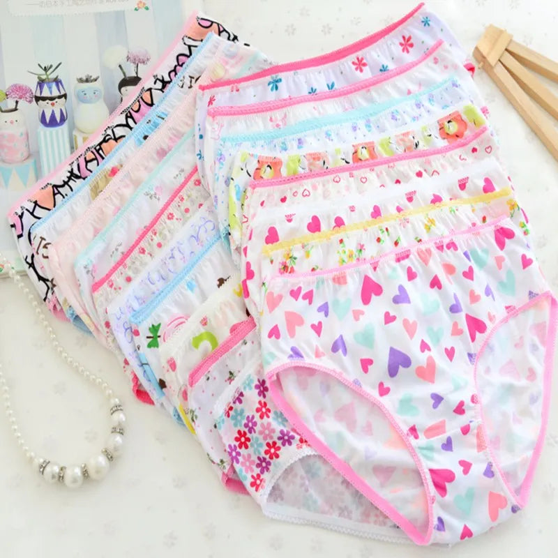 12Pc/Lot  Baby Girls Underwear Cotton Panties Kids 2-12Y