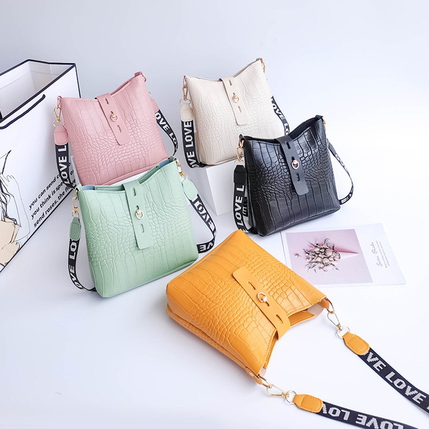 Crocodile Messenger Bags For Women Luxury High Quality