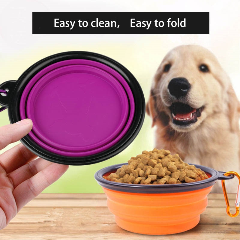 350/1000ml Large Dog Pet Silicone Bowl Outdoor Travel Portable Puppy Food Container