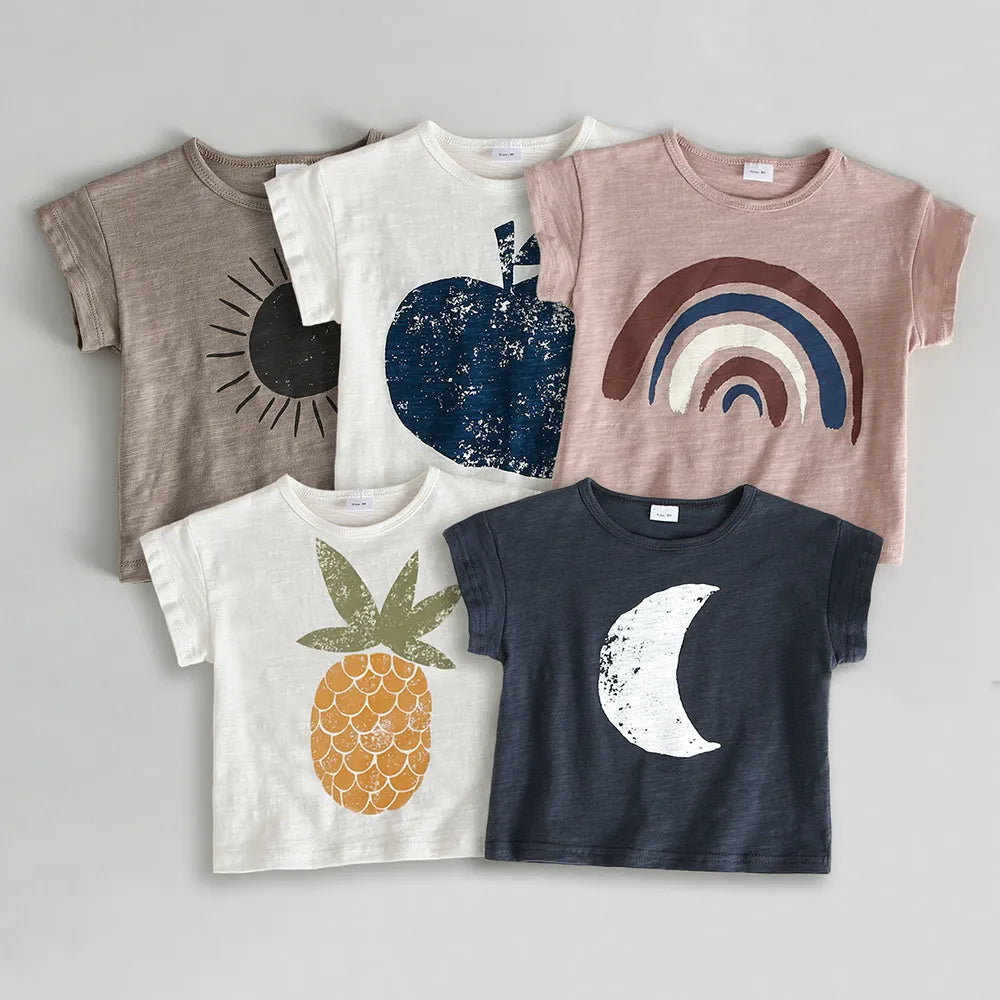Fashion Kids T-shirts Slub Cotton