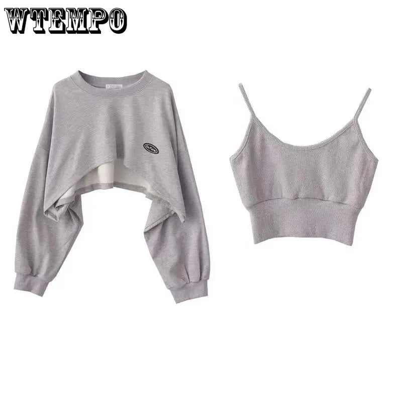 Women's Short Thin Sweatshirt Two-piece Simple Style Wholesale