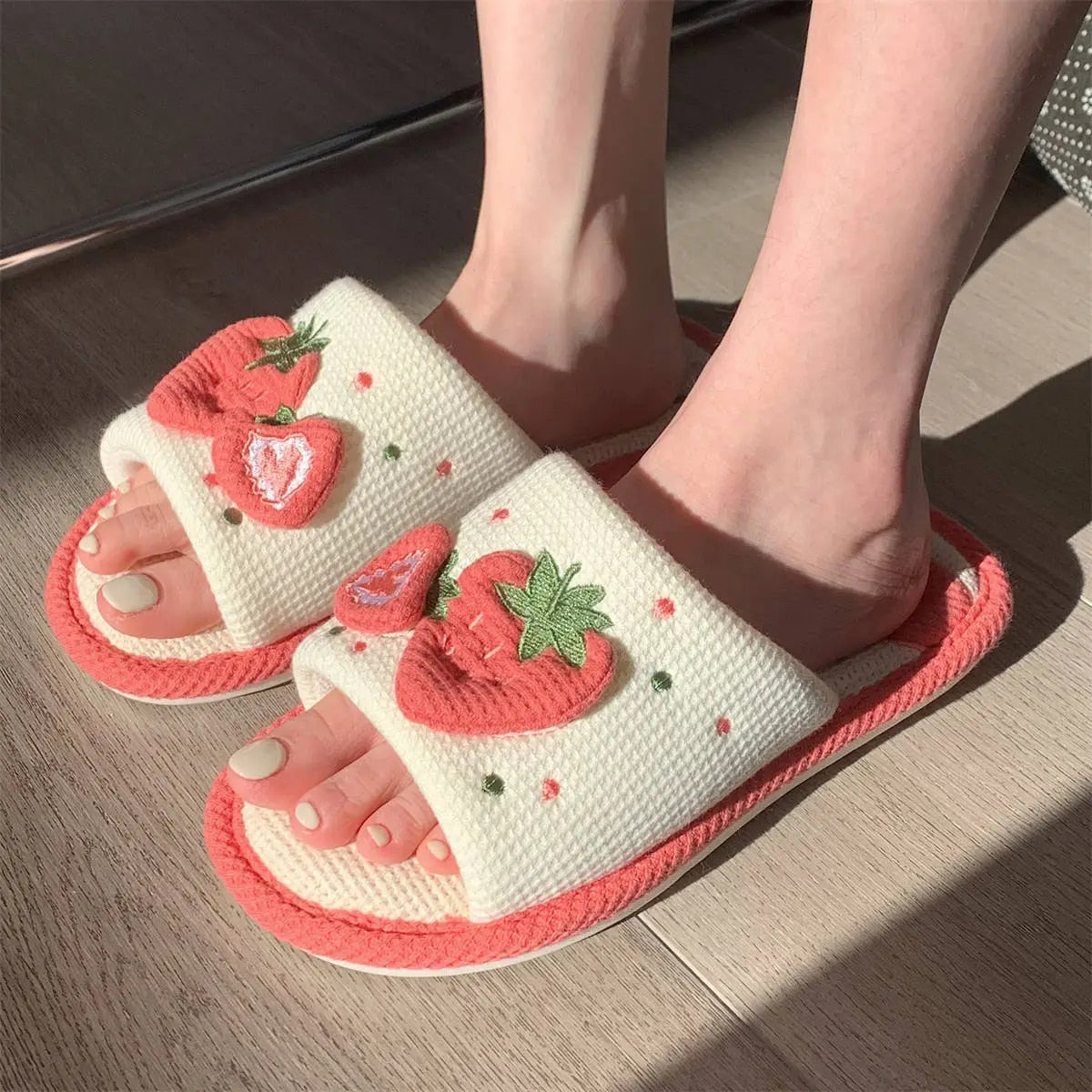 Cute Strawberry Plush Slippers