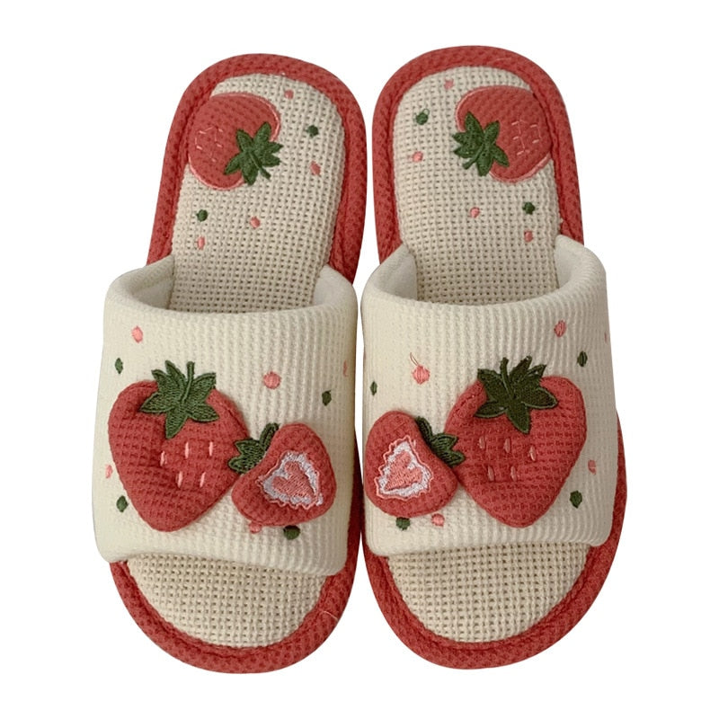 Cute Strawberry Plush Slippers