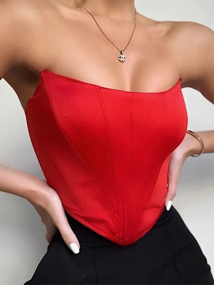 Sleeveless Off Shoulder Velvet Fashion Sexy Corset Crop