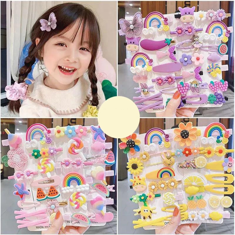 14PCS Girls Sweet Hair Clip Rainbow Fruit Cute Cartoon  Hair Accessories