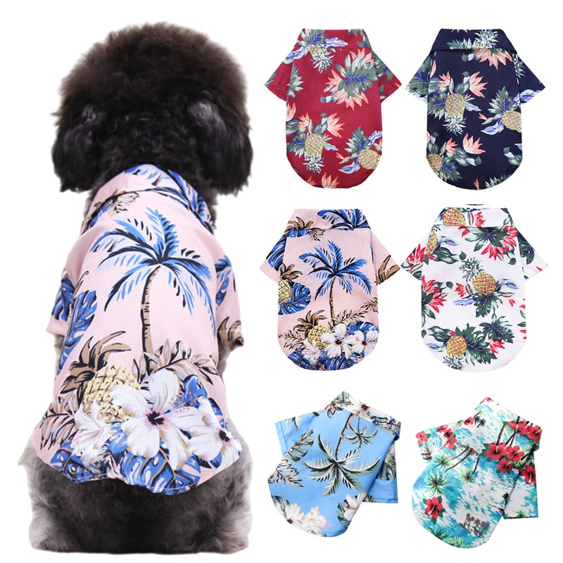 Hawaiian Beach Style Dog T-Shirts Thin Breathable