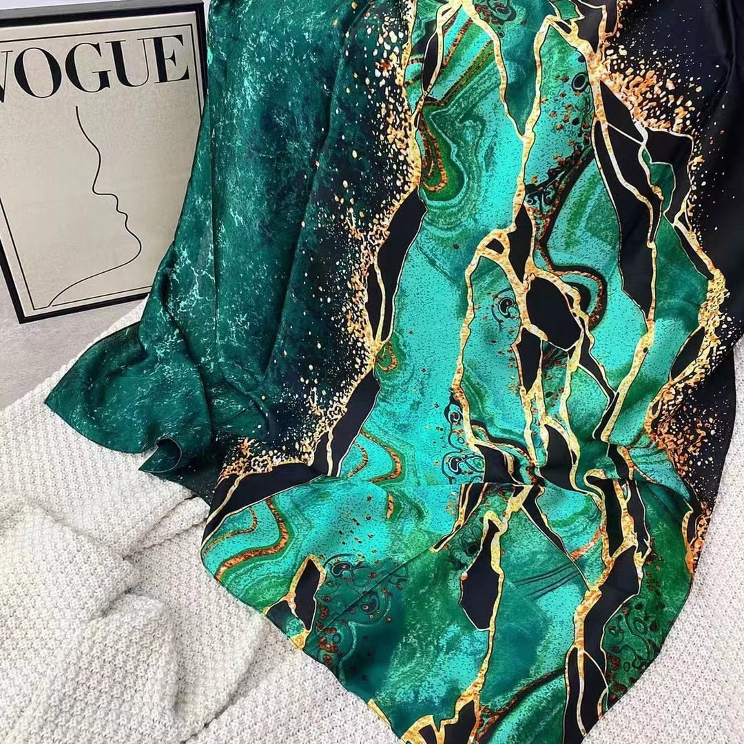 Women Silk Winter Scarf Luxury Design Print