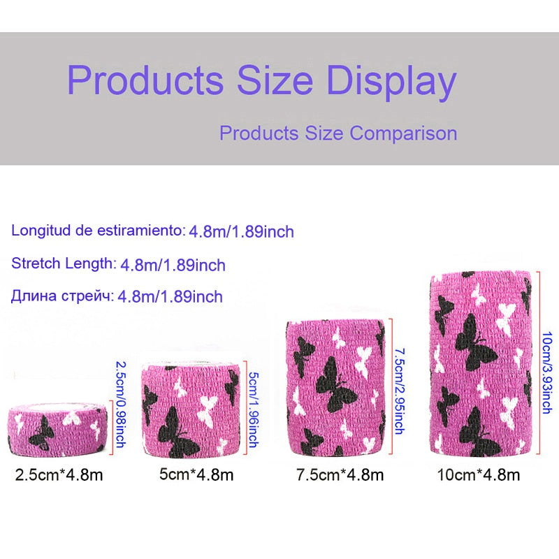 1 Pcs Printed Self Adhesive Elastic Bandage 4.8m Colorful Sports Wrap