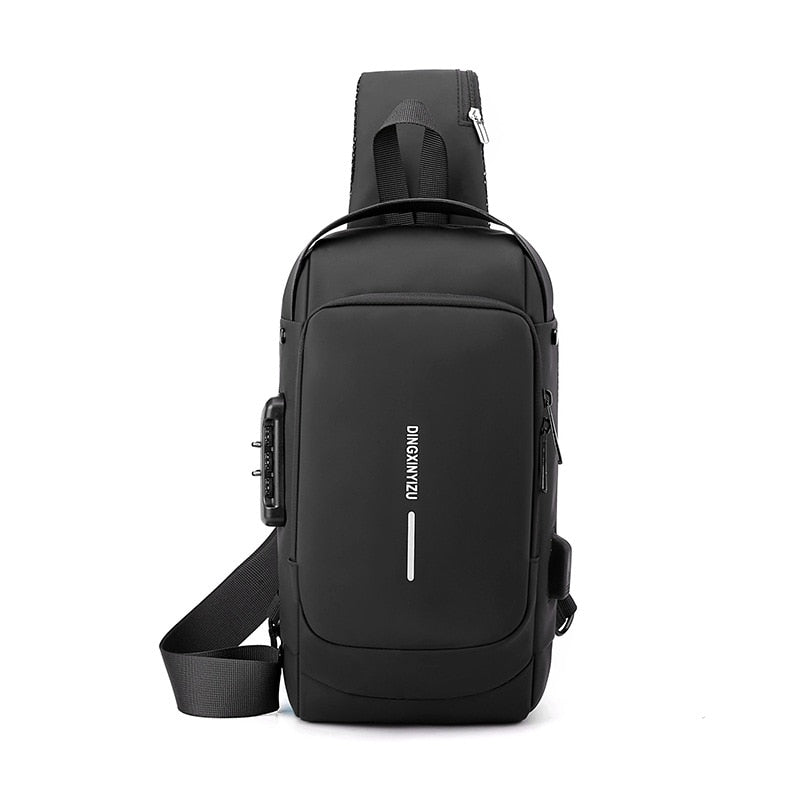 Chest Bag for Men Crossbody Bag Waterproof USB Shoulder Bag Anti-Theft Fashion Luxury Designer