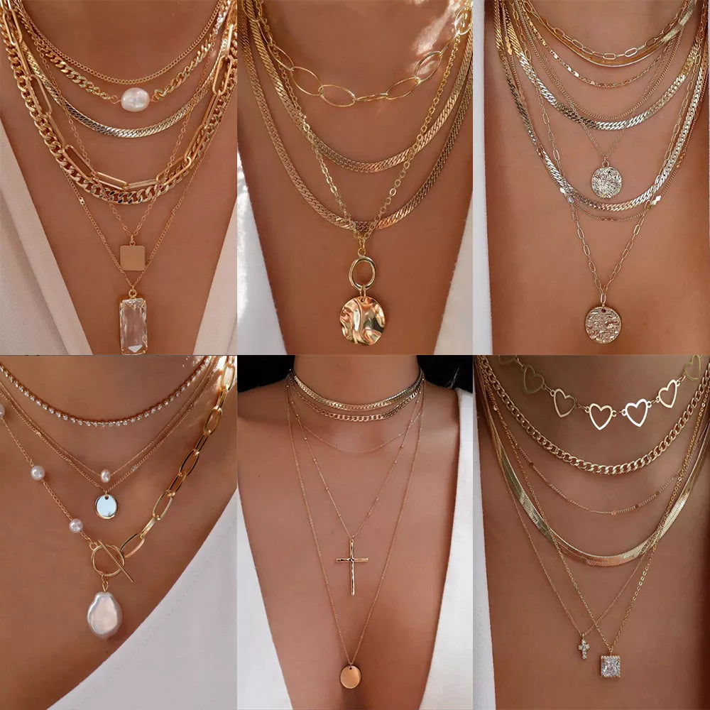 Bohemia Gold Color Multiple Styles Necklace