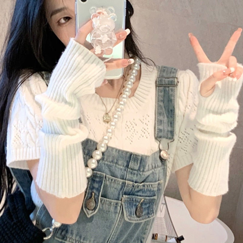 Long Fingerless Gloves Women Mitten Winter