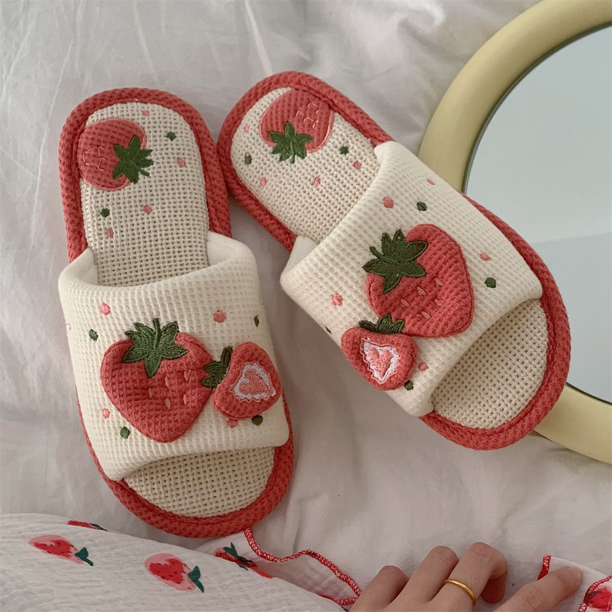 Cute Strawberry Plush Slippers