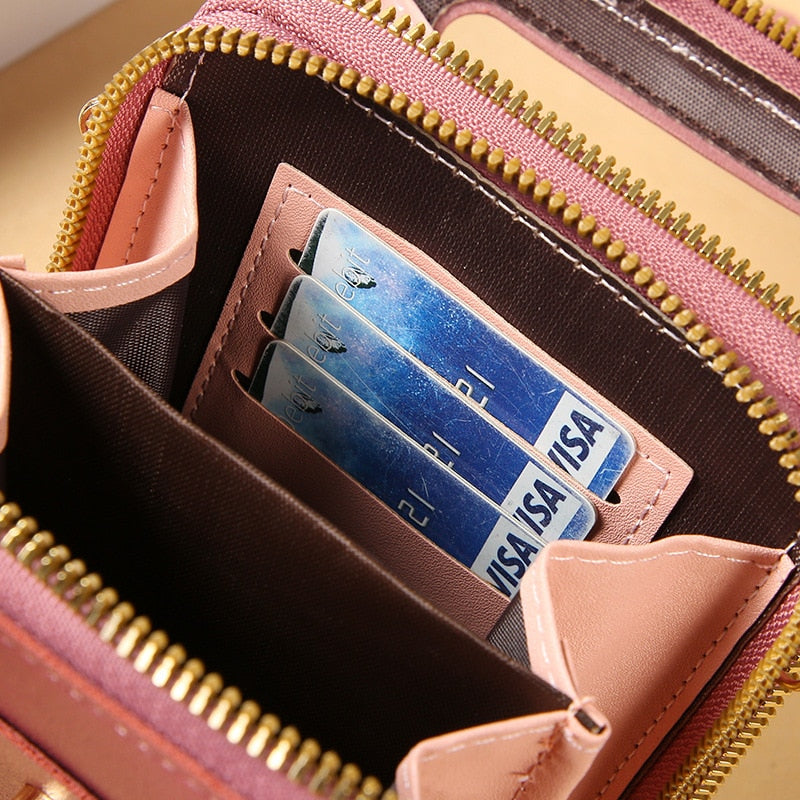 Women Bags Soft Leather Wallets Touch Screen Cell Phone
