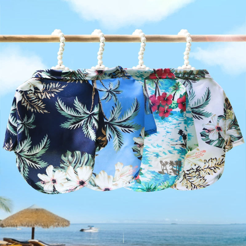 Hawaiian Beach Style Dog T-Shirts Thin Breathable
