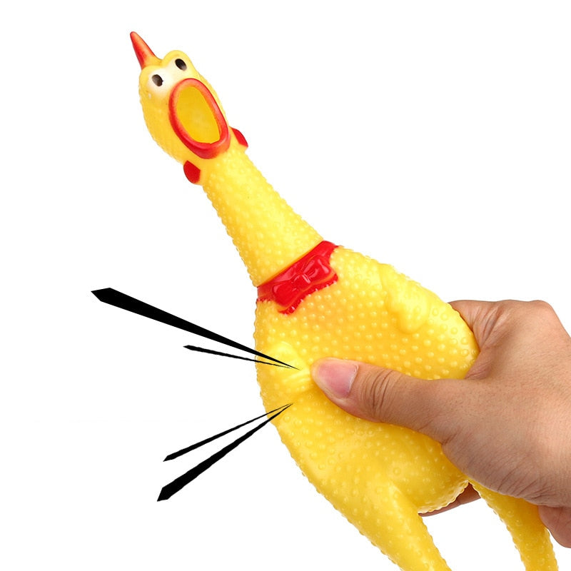 Pets Dog Squeak Toys Screaming Chicken Squeeze Sound Dog Chew Toy yellow Rubber Chicken 17CM 31CM 40CM