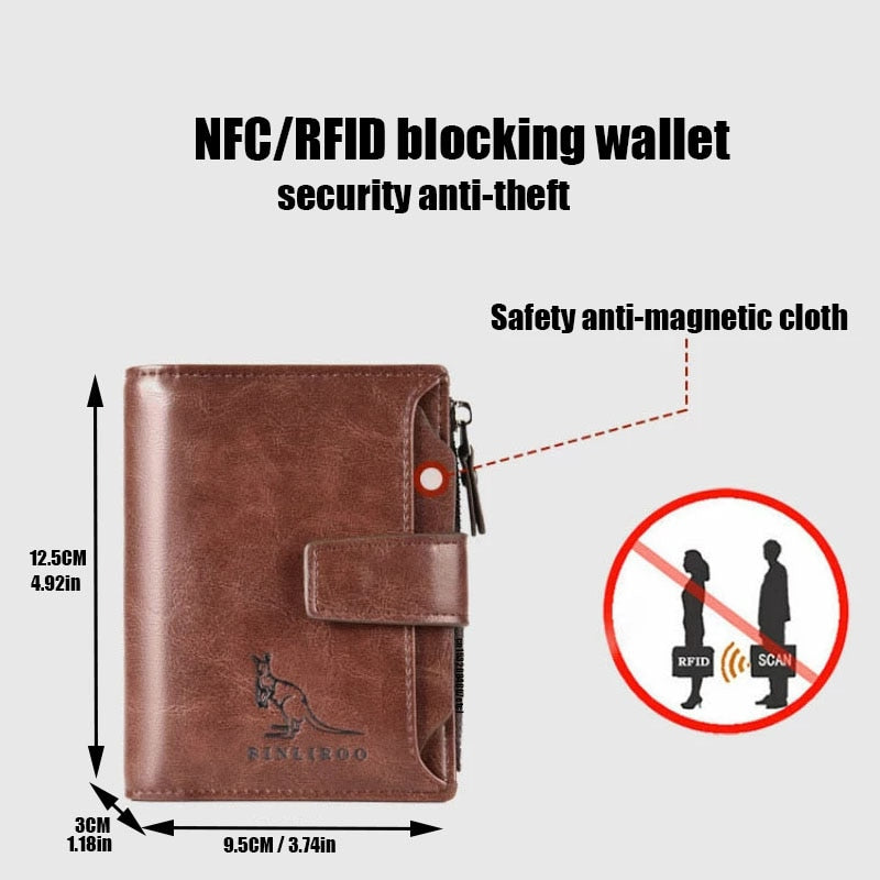 Fashion Men's Coin Purse Wallet RFID Blocking Man