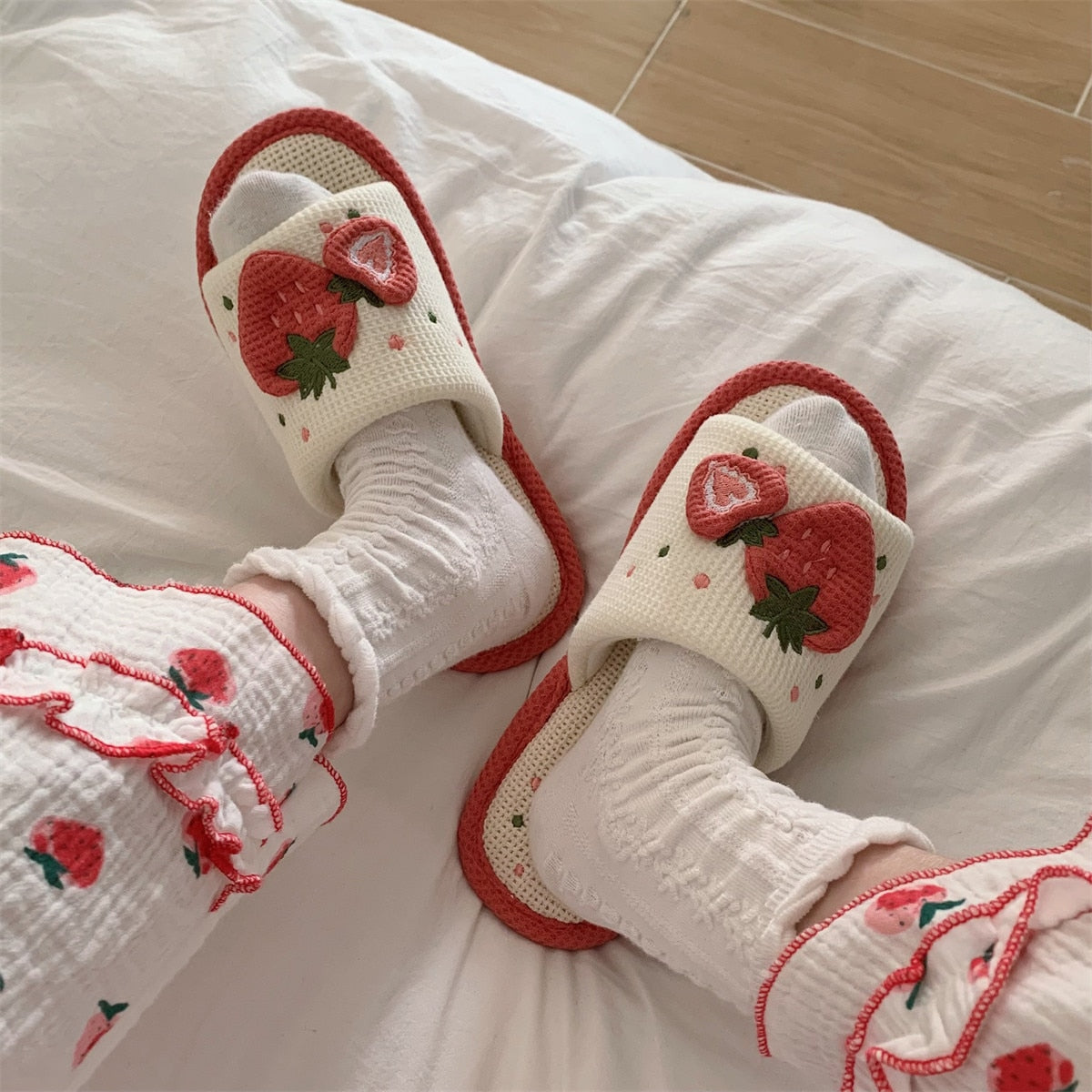 Cute Strawberry Plush Slippers