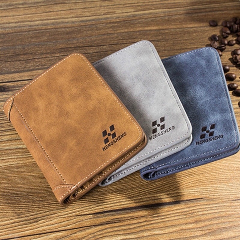 Men's Wallet Leather Billfold Slim Hipster Cowhide